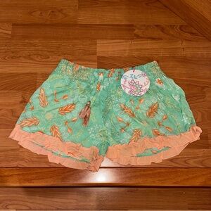 Z&L Resort Mint Green Floral Ruffled Women's Shorts